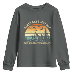 Earth Day Everyday Youth Sweatshirt Save And Protect Our Earth TS12 Dark Heather Print Your Wear