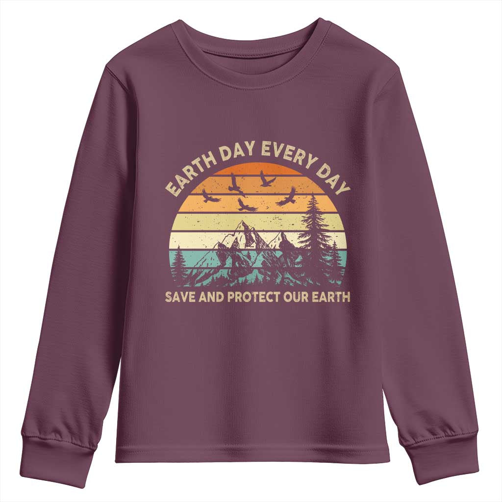 Earth Day Everyday Youth Sweatshirt Save And Protect Our Earth TS12 Maroon Print Your Wear