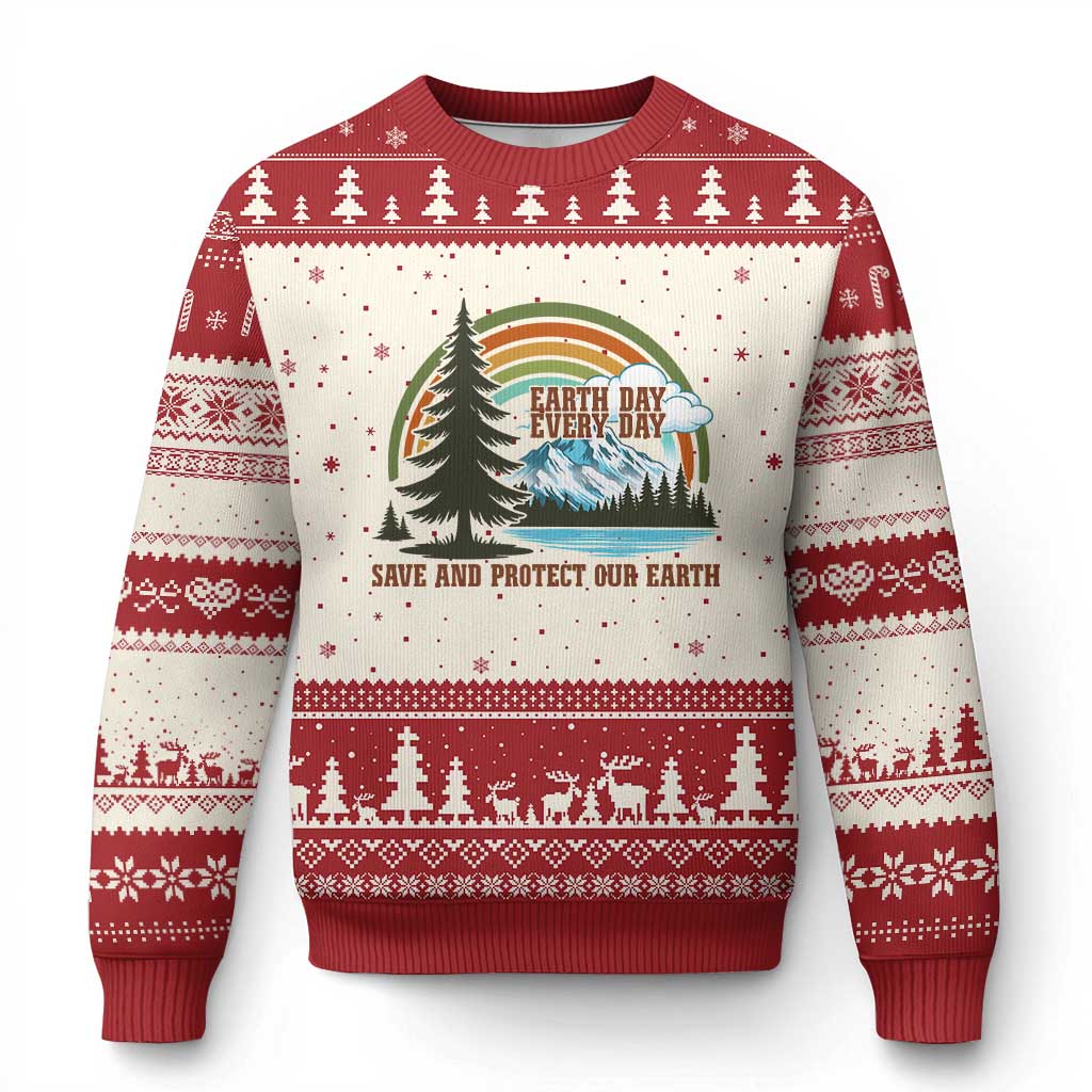 Earth Day Everyday Ugly Christmas Sweater Save The Planet Nature Lover Gift TS12 Beige Red Print Your Wear