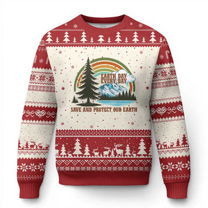 Earth Day Everyday Ugly Christmas Sweater Save The Planet Nature Lover Gift TS12 Beige Red Print Your Wear
