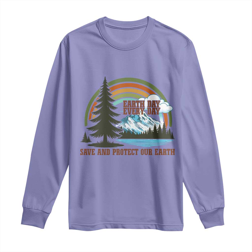 Earth Day Everyday Long Sleeve Shirt Save The Planet Nature Lover Gift TS12 Violet Print Your Wear