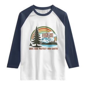Earth Day Everyday Raglan Shirt Save The Planet Nature Lover Gift TS12 White Navy Print Your Wear