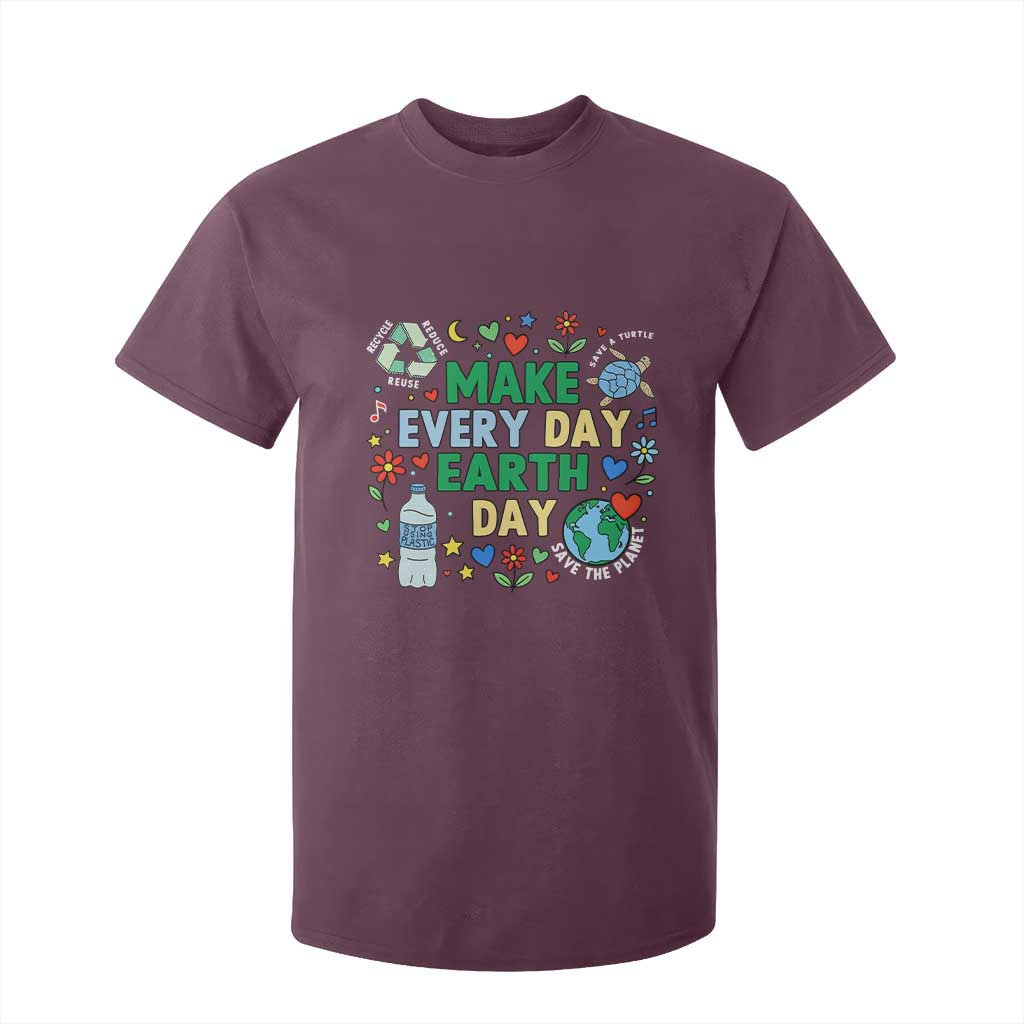Make Every Day Earth Day Student Gift T Shirt For Kid Environmental Awareness TS12 Maroon Print Your Wear