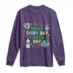 Make Every Day Earth Day Student Gift Long Sleeve Shirt Environmental Awareness TS12 Purple Print Your Wear