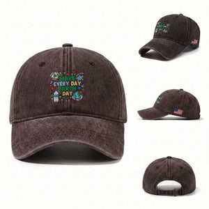 Make Every Day Earth Day Student Gift Washed Cotton Baseball Cap Environmental Awareness TS12 Washed Cap Universal Fit Dark Brown Print Your Wear