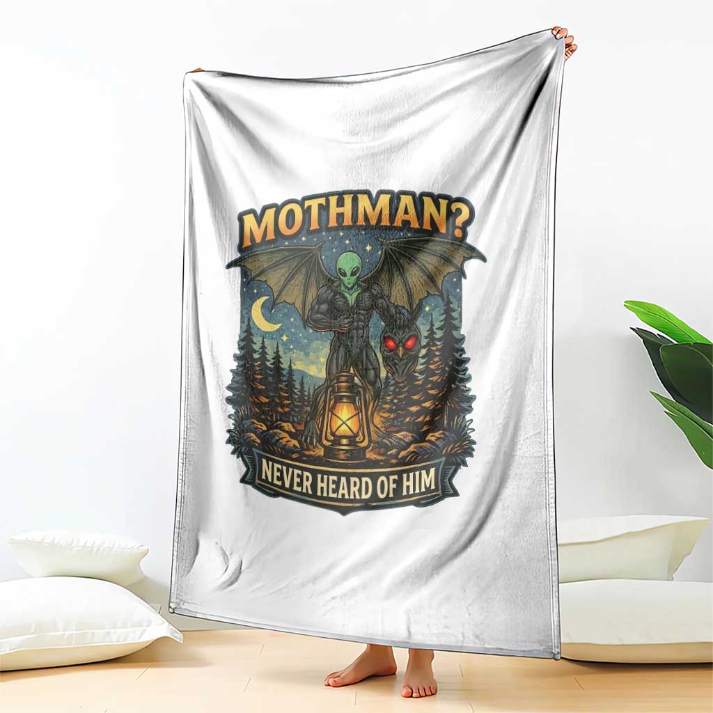 Funny Mothman Cryptid Believer Throw Blanket Never Heard Of Him TS12 Print Your Wear