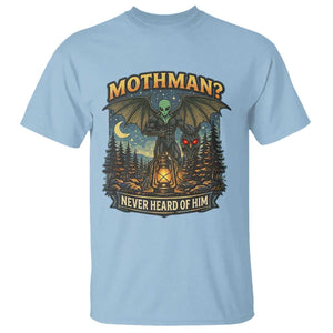 Funny Mothman Cryptid Believer T Shirt Never Heard Of Him TS12 Light Blue Print Your Wear