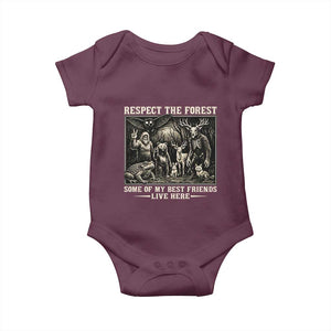 Respect The Forest My Best Friends Live Here Baby Onesie Cryptid Forest Lover TS12 Maroon Print Your Wear