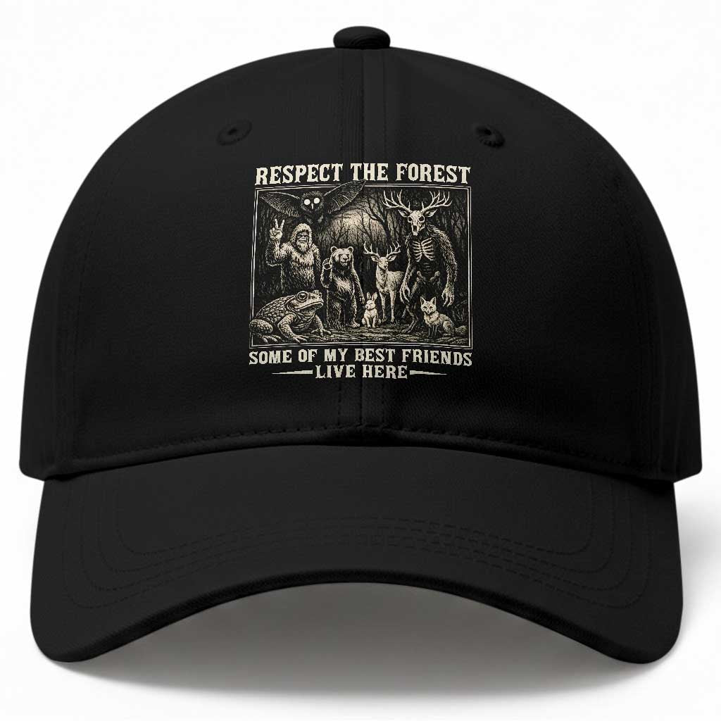 Respect The Forest My Best Friends Live Here Baseball Cap Cryptid Forest Lover TS12 Print Your Wear