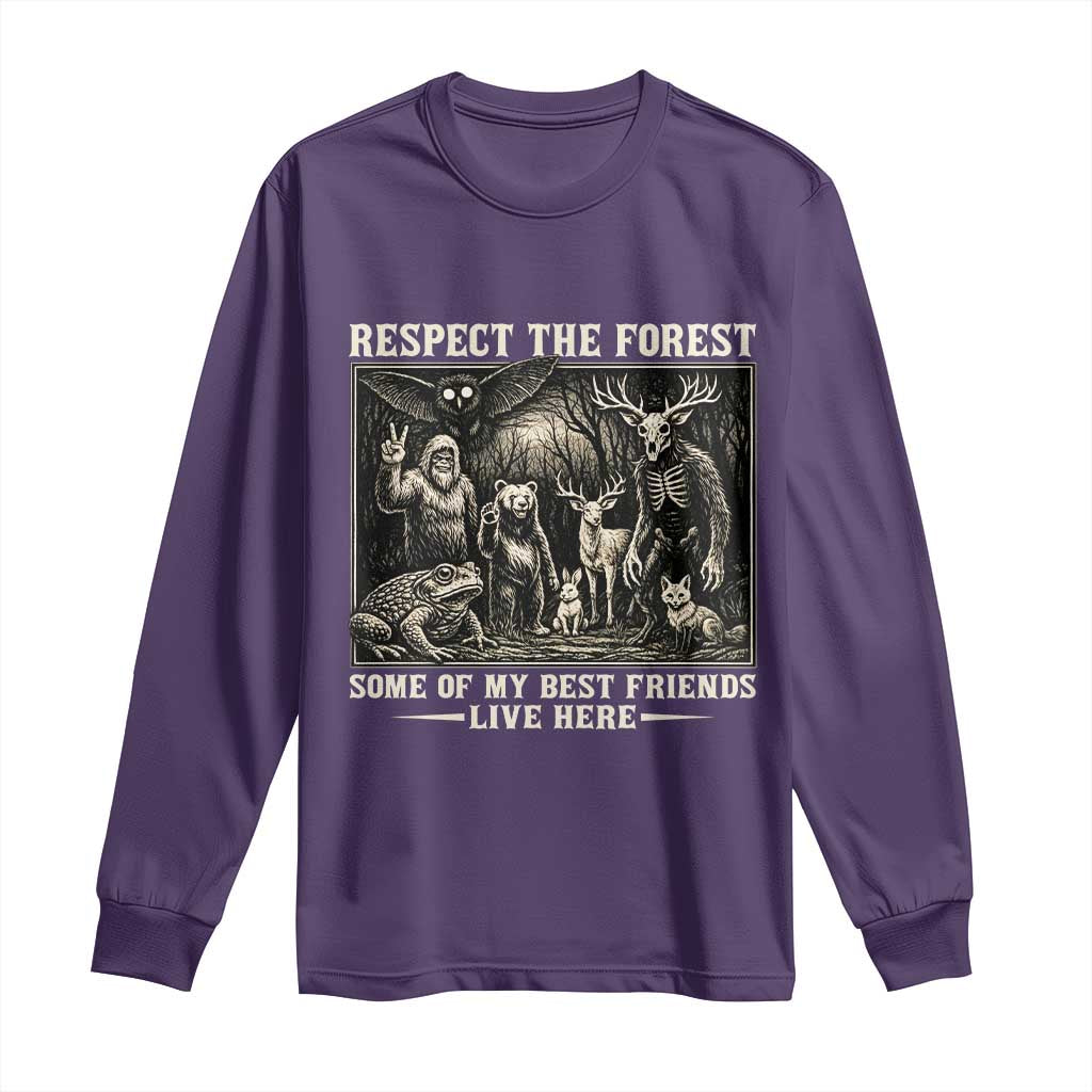 Respect The Forest My Best Friends Live Here Long Sleeve Shirt Cryptid Forest Lover TS12 Purple Print Your Wear