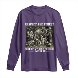 Respect The Forest My Best Friends Live Here Long Sleeve Shirt Cryptid Forest Lover TS12 Purple Print Your Wear