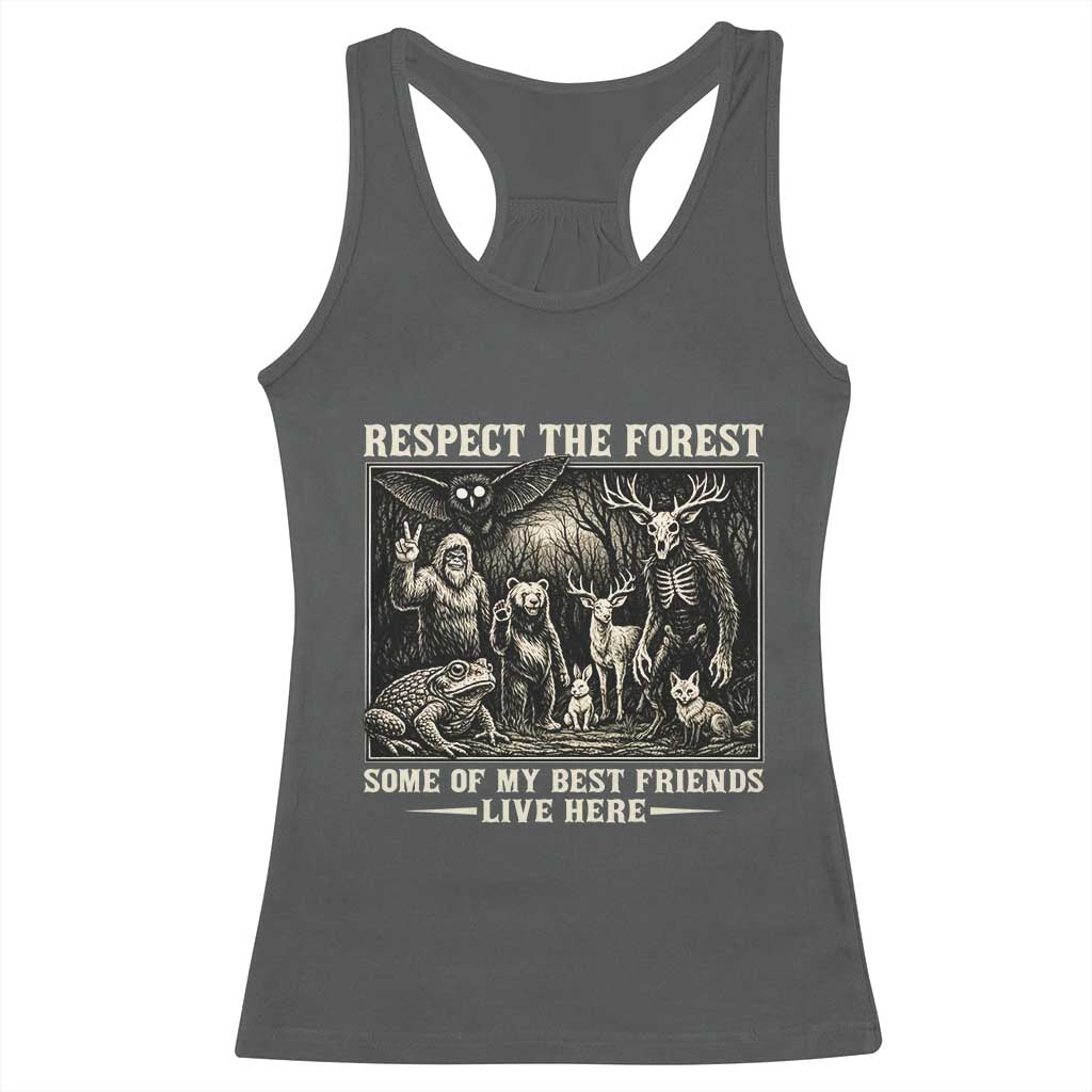 Respect The Forest My Best Friends Live Here Racerback Tank Top Cryptid Forest Lover TS12 Dark Heather Print Your Wear