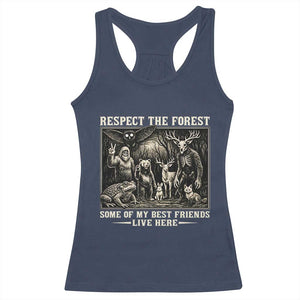 Respect The Forest My Best Friends Live Here Racerback Tank Top Cryptid Forest Lover TS12 Navy Print Your Wear