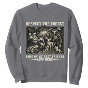 Respect The Forest My Best Friends Live Here Sweatshirt Cryptid Forest Lover TS12 Charcoal Print Your Wear