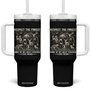 Respect The Forest My Best Friends Live Here Tumbler With Handle Cryptid Forest Lover TS12 One Size: 40 oz Black Print Your Wear
