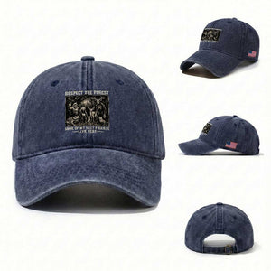 Respect The Forest My Best Friends Live Here Washed Cotton Baseball Cap Cryptid Forest Lover TS12 Washed Cap Universal Fit Navy Print Your Wear