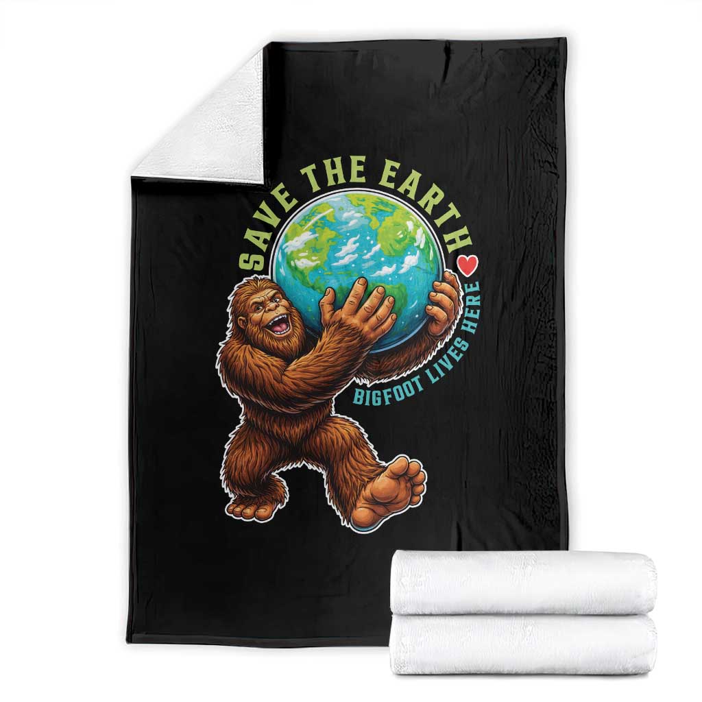 Earth Day Throw Blanket Save The Earth Bigfoot Lives Here TS12 Black Print Your Wear