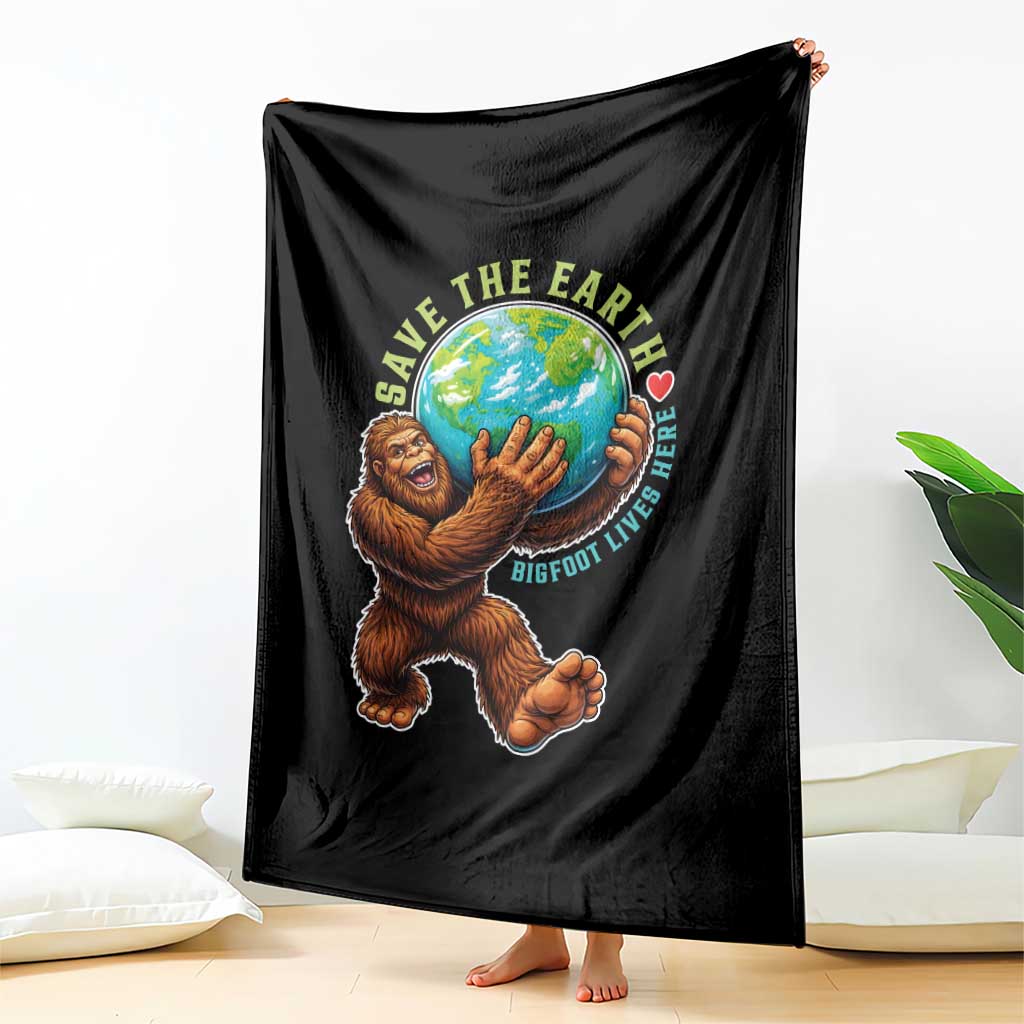 Earth Day Throw Blanket Save The Earth Bigfoot Lives Here TS12 Print Your Wear