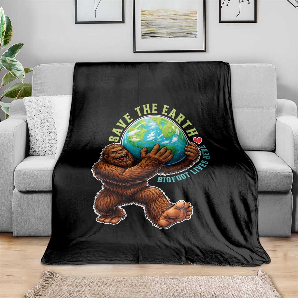 Earth Day Throw Blanket Save The Earth Bigfoot Lives Here TS12 Print Your Wear