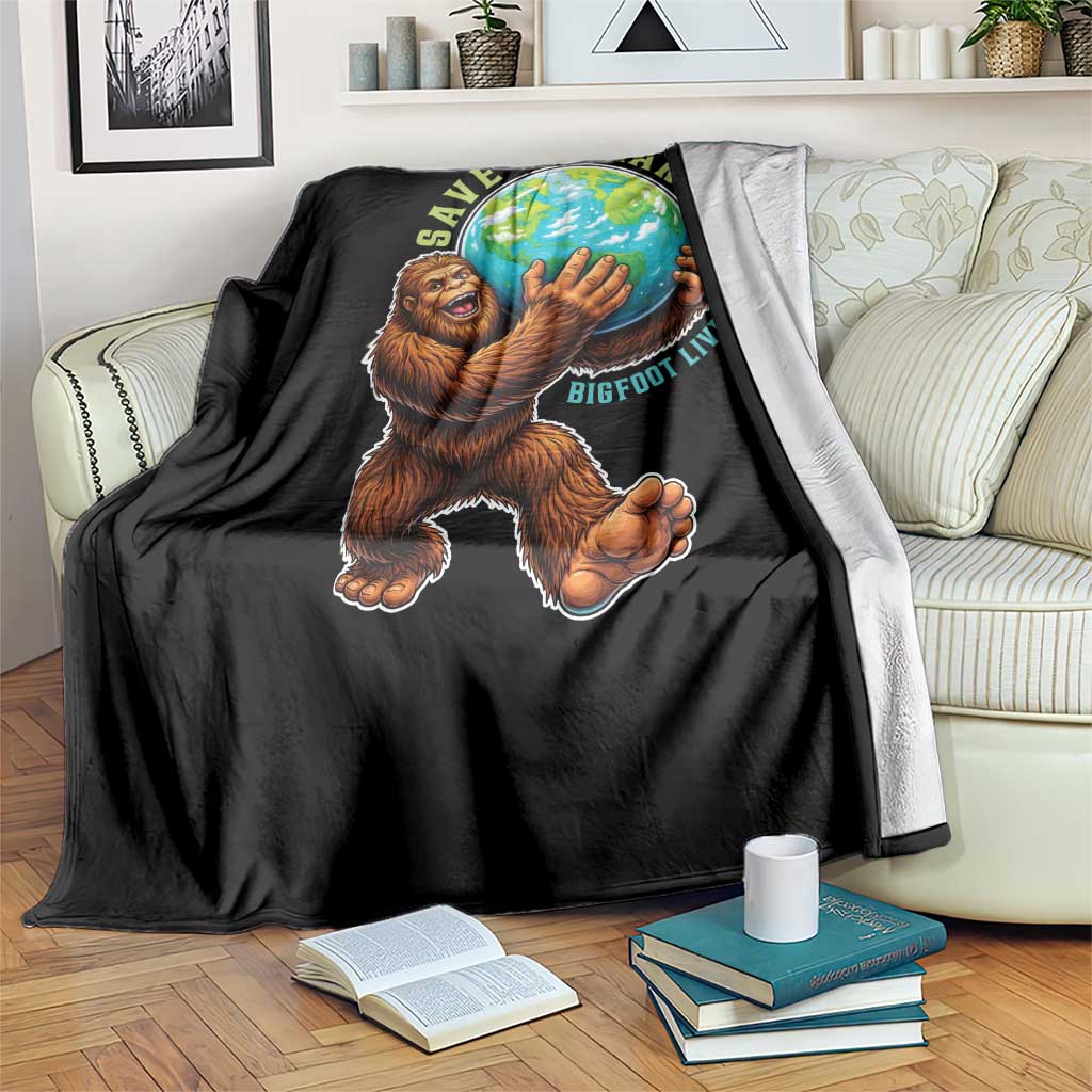 Earth Day Throw Blanket Save The Earth Bigfoot Lives Here TS12 Print Your Wear