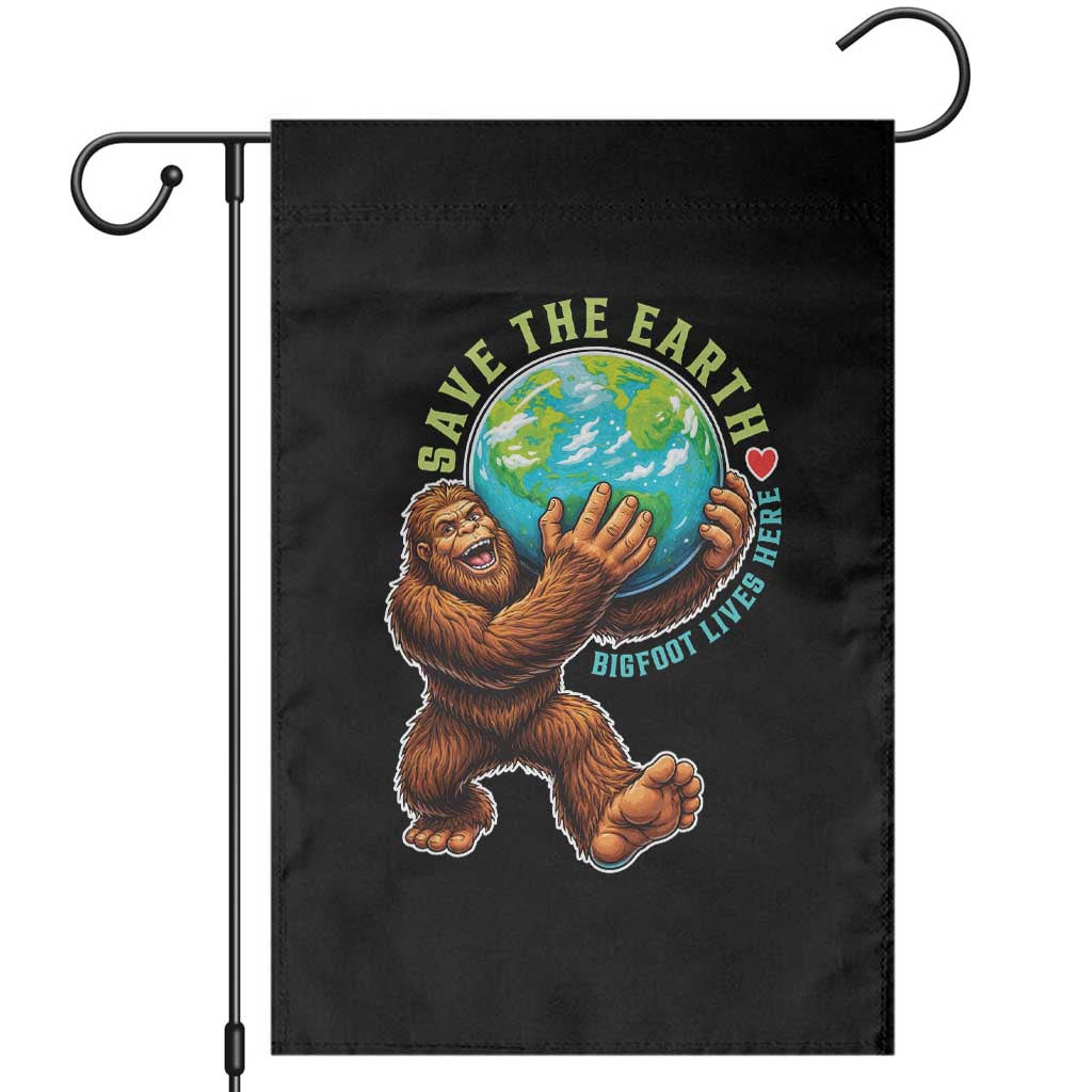 Earth Day Garden Flag Save The Earth Bigfoot Lives Here TS12 Black Print Your Wear