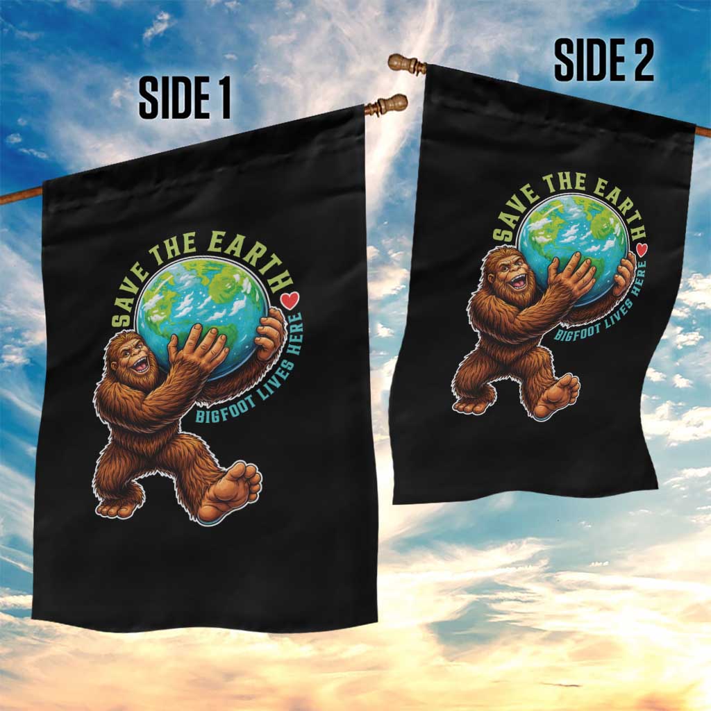 Earth Day Garden Flag Save The Earth Bigfoot Lives Here TS12 Print Your Wear