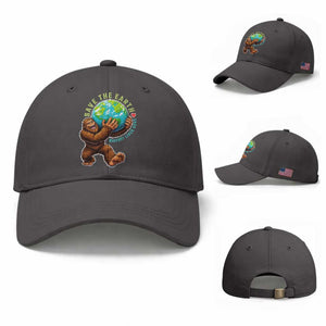 Earth Day Baseball Cap Save The Earth Bigfoot Lives Here TS12 Baseball Cap Universal Fit Dark Gray Print Your Wear
