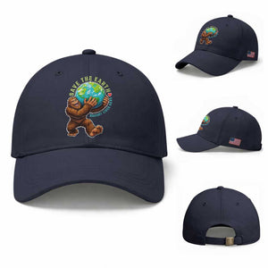 Earth Day Baseball Cap Save The Earth Bigfoot Lives Here TS12 Baseball Cap Universal Fit Navy Print Your Wear