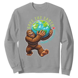 Earth Day Sweatshirt Save The Earth Bigfoot Lives Here TS12 Sport Gray Print Your Wear