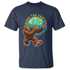 Earth Day T Shirt Save The Earth Bigfoot Lives Here TS12 Navy Print Your Wear