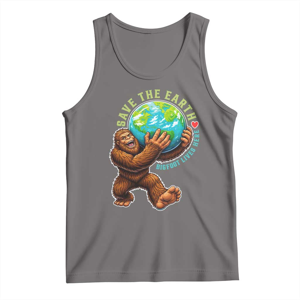 Earth Day Tank Top Save The Earth Bigfoot Lives Here TS12 Deep Heather Print Your Wear