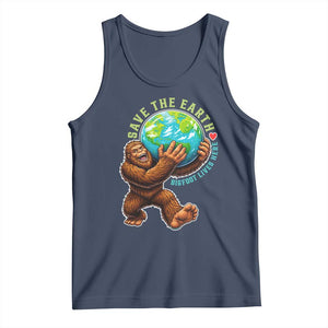 Earth Day Tank Top Save The Earth Bigfoot Lives Here TS12 Navy Print Your Wear