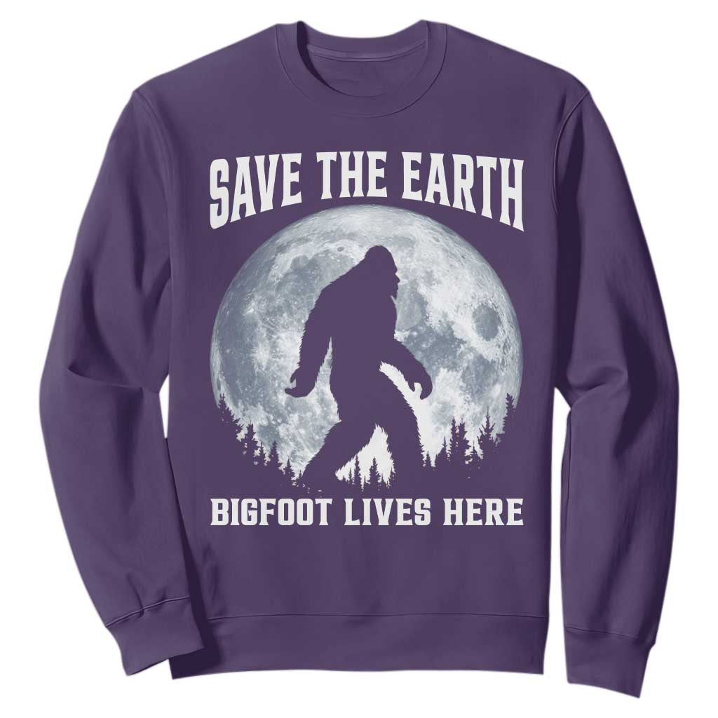 Save The Earth Bigfoot Lives Here Sweatshirt Earth Day Nature Lover TS12 Purple Print Your Wear