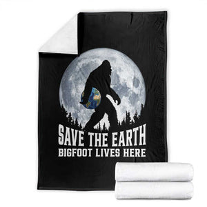 Save Our Planet Nature Lover Throw Blanket Bigfoot Lives Here TS12 Black Print Your Wear