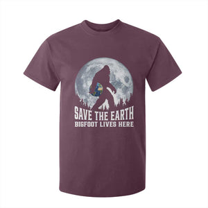 Save Our Planet Nature Lover T Shirt For Kid Bigfoot Lives Here TS12 Maroon Print Your Wear