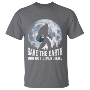 Save Our Planet Nature Lover T Shirt Bigfoot Lives Here TS12 Charcoal Print Your Wear
