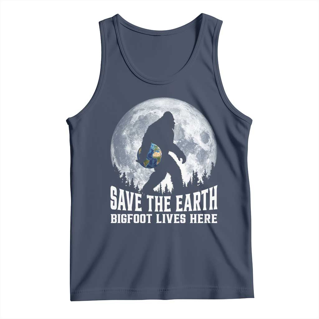 Save Our Planet Nature Lover Tank Top Bigfoot Lives Here TS12 Navy Print Your Wear