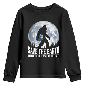 Save Our Planet Nature Lover Youth Sweatshirt Bigfoot Lives Here TS12 Black Print Your Wear