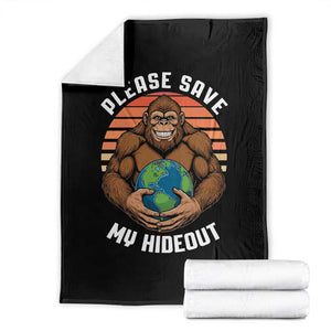 Funny Earth Day Bigfoot Throw Blanket Please Save My Hideout TS12 Black Print Your Wear