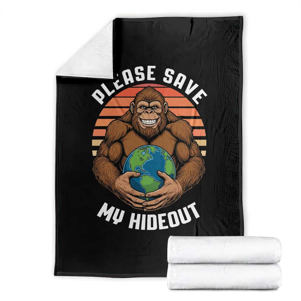 Funny Earth Day Bigfoot Throw Blanket Please Save My Hideout TS12 Black Print Your Wear