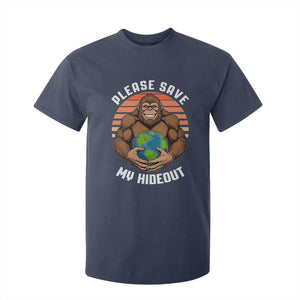 Funny Earth Day Bigfoot T Shirt For Kid Please Save My Hideout TS12 Navy Print Your Wear