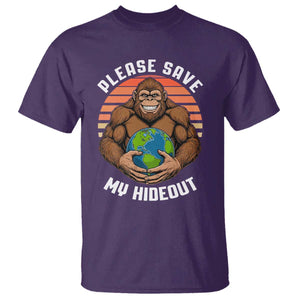 Funny Earth Day Bigfoot T Shirt Please Save My Hideout TS12 Purple Print Your Wear