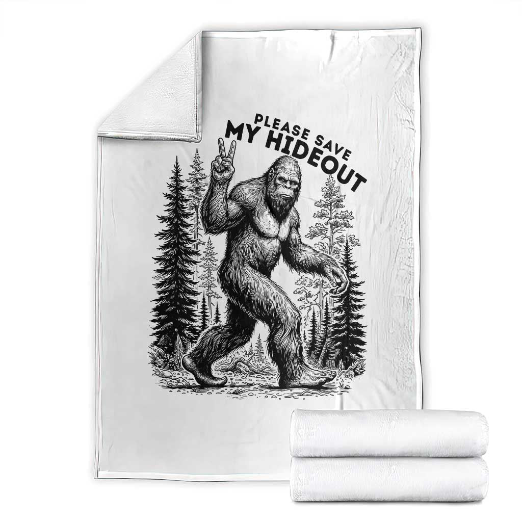 Please Save My Hideout Throw Blanket Bigfoot Forest Protector TS12 White Print Your Wear