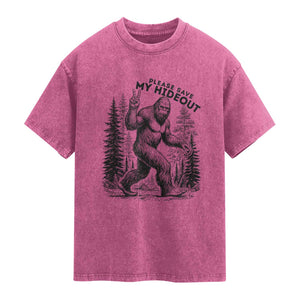 Please Save My Hideout Washed Cotton T-Shirt Bigfoot Forest Protector