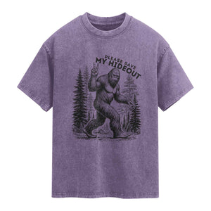 Please Save My Hideout Washed Cotton T-Shirt Bigfoot Forest Protector