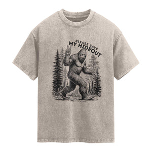 Please Save My Hideout Washed Cotton T-Shirt Bigfoot Forest Protector