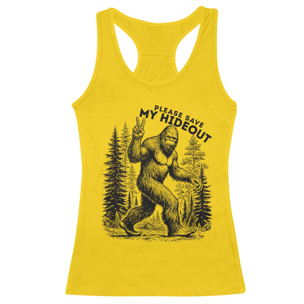 Please Save My Hideout Racerback Tank Top Bigfoot Forest Protector TS12 Daisy Print Your Wear