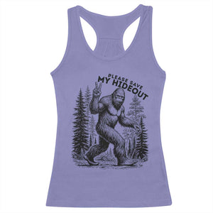 Please Save My Hideout Racerback Tank Top Bigfoot Forest Protector TS12 Violet Print Your Wear