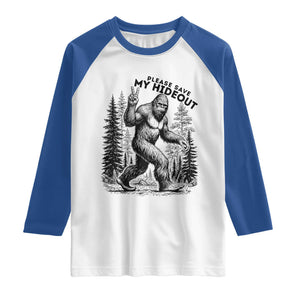 Please Save My Hideout Raglan Shirt Bigfoot Forest Protector TS12 White Royal Print Your Wear