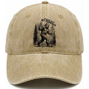 Please Save My Hideout Washed Cotton Baseball Cap Bigfoot Forest Protector TS12 Print Your Wear